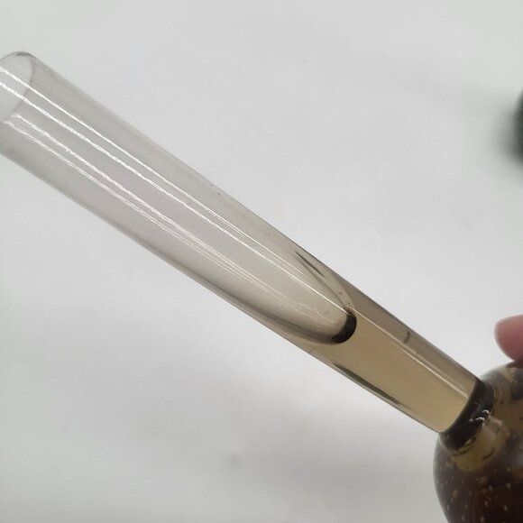 Vintage Mid Century Modern Bubble Art Glass Bud Vases Set of 2 - Picture 6 of 12